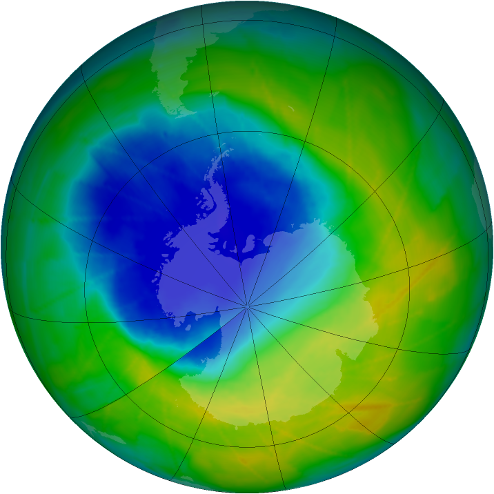 Antarctic ozone map for 22 November 2009